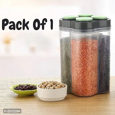 1 Pcs Food Storage 4 Section Container Jar Airtight Plastic Storage Container(Green color)-thumb0