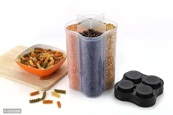 1 Pcs Container For Kitchen Storage Set, Plastic Fridge Food 4 Section  Storage Container(Black color)-thumb4