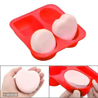 tvAt Silicone Circle, Square, Oval and Heart Shape Soap Cake Making Mould, Chocolate Mould 4 in 1, Red-thumb5