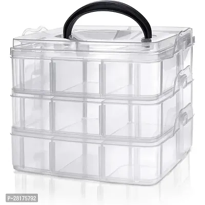 3 Layer 18 Grids Storage Plastic Boxes Medicine Jewelry Bead Storage Box (White)-thumb0