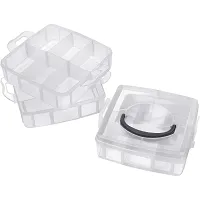 3 Layer 18 Grids Storage Plastic Boxes Medicine Jewelry Bead Storage Box (White)-thumb4