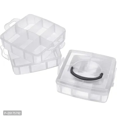 3 Layer 18 Grids Storage Plastic Boxes Medicine Jewelry Bead Storage Box (White)-thumb5