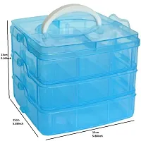 3 Layer 18 Grids Storage Plastic Boxes Medicine Jewelry Bead Storage Box (Blue)-thumb1