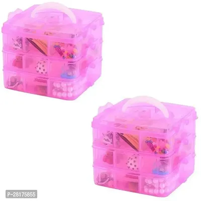 18 Grid Plastic Transparent Jewelry Storage Box Portable Jewelry Box Accessories for Earrings Ring (Pack of 2)