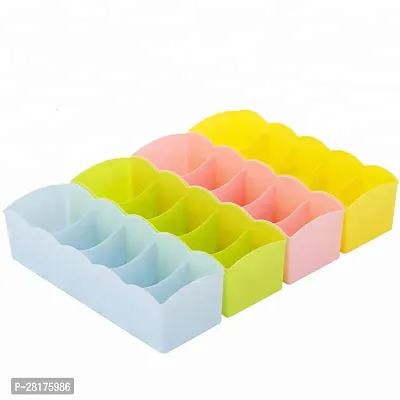 Plastic Socks Undergarments Innerwear Cosmetic Makeup Drawer Organiser(Pack of 4)-thumb3