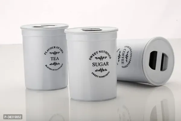 Tea-Sugar-Coffee Written Plastic Container - 3 Pcs-thumb2