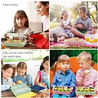 Reusable Lunch Box Leak Proof 4 Compartment Lunch Box  Microwave Freezer Safe with Spoon for Adults and Kids-thumb1