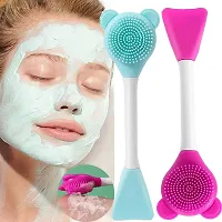 Silicone Face Scrubber Multipurpose, 2 in 1 Facial Cleansing Brush, Handheld Face Wash Brush for Pore Cleansing, Gentle Exfoliating, Removing Blackhead Brush-thumb2