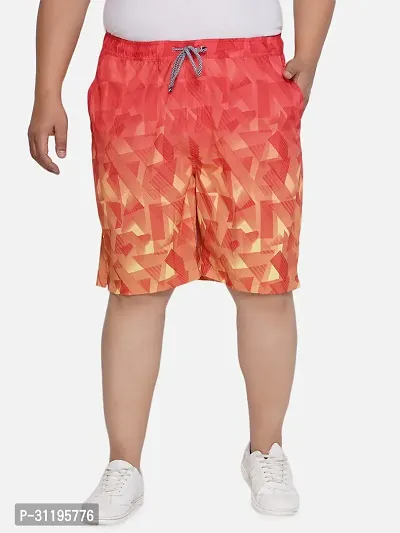 Stylish Orange Polyester Printed Sports Shorts For Men-thumb0