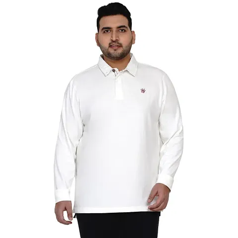 Plus Size Cotton Solid Polo T Shirt For Men