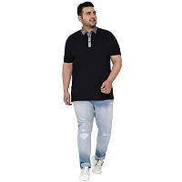 Plus Size Export Premium Quality Regular Fit Solid Black Polo Neck T-Shirt for Men-thumb1