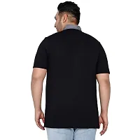 Plus Size Export Premium Quality Regular Fit Solid Black Polo Neck T-Shirt for Men-thumb2