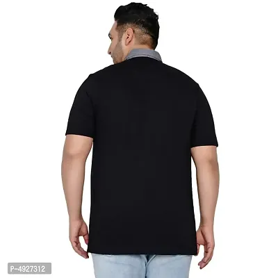 Plus Size Export Premium Quality Regular Fit Solid Black Polo Neck T-Shirt for Men-thumb3