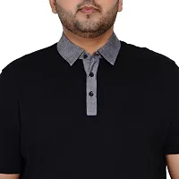 Plus Size Export Premium Quality Regular Fit Solid Black Polo Neck T-Shirt for Men-thumb3