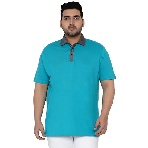 Plus Size Cotton Solid Polo T Shirt For Men
