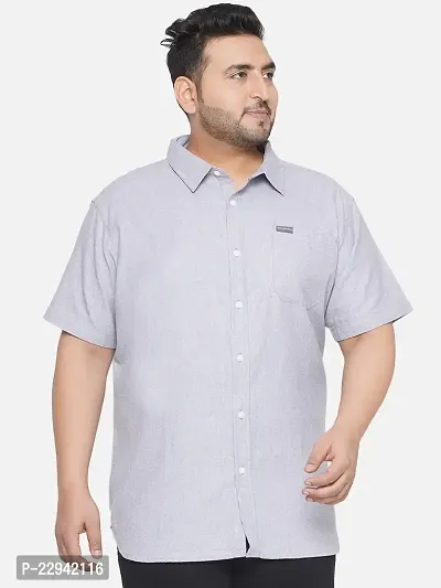 SANTONIO - Plus Size Men's  Blue Coloured Solid Half Sleeve Casual Shirt-thumb0