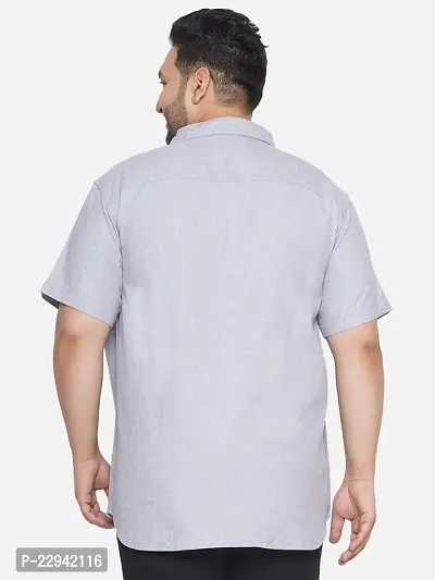 SANTONIO - Plus Size Men's  Blue Coloured Solid Half Sleeve Casual Shirt-thumb2