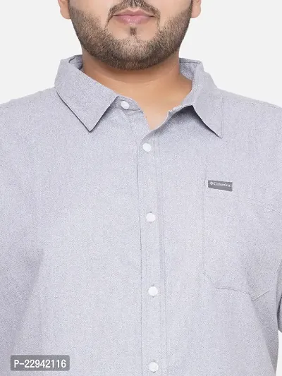 SANTONIO - Plus Size Men's  Blue Coloured Solid Half Sleeve Casual Shirt-thumb4