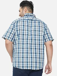 SANTONIO - Plus Size Men's Blue Checks Half Sleeve Casual Shirt-thumb1