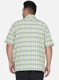 SANTONIO - Plus Size Men's Green  White Half Sleeve Checks Shirt-thumb1