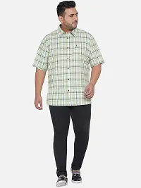 SANTONIO - Plus Size Men's Green  White Half Sleeve Checks Shirt-thumb4