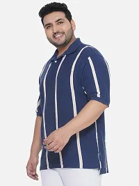 Cotton Plus Size Regular Fit Striped Polo Collar T-Shirt For Men-thumb3