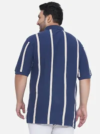 Cotton Plus Size Regular Fit Striped Polo Collar T-Shirt For Men-thumb4