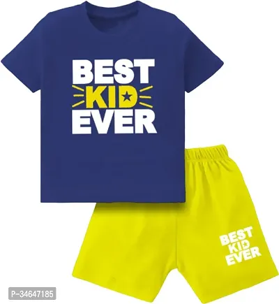 Fabulous Blue Cotton Printed T-Shirts with Shorts For Boys