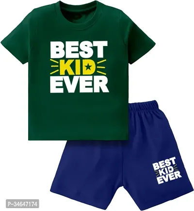 Fabulous Green Cotton Printed T-Shirts with Shorts For Boys-thumb0