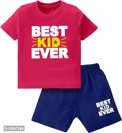 Fabulous Pink Cotton Printed T-Shirts with Shorts For Boys