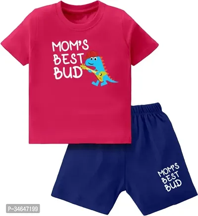 Fabulous Pink Cotton Printed T-Shirts with Shorts For Boys-thumb0