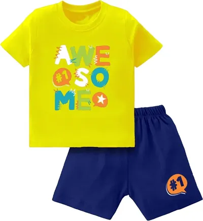 Stylish Cotton Printed T-shirt With Shorts Set For Boys