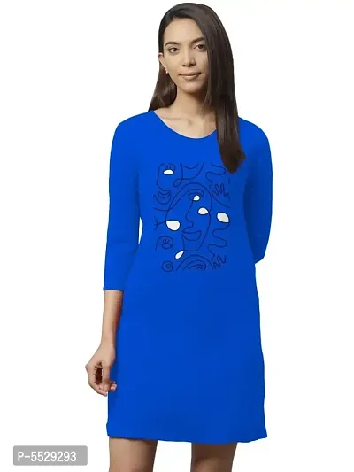 Trendy Cotton Long Blue T-shirt-thumb0