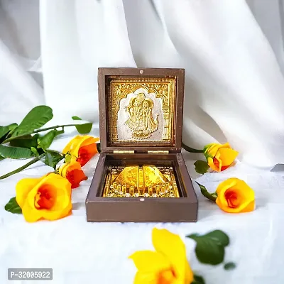 Premium Gold Plated Pooja Box Pocket Temple 3x3 Inch