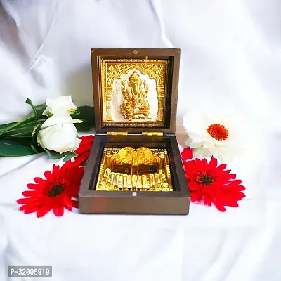 Premium Gold Plated Pooja Box Pocket Temple 3x3 Inch