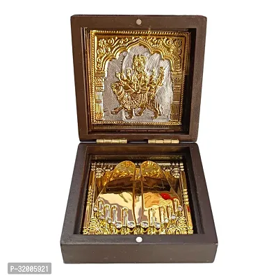 Premium Gold Plated Pooja Box Pocket Temple 3x3 Inch