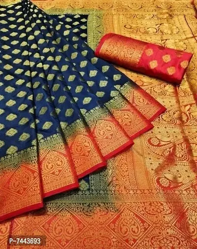 Banarasi Cotton Silk Woven Sarees with Blouse piece