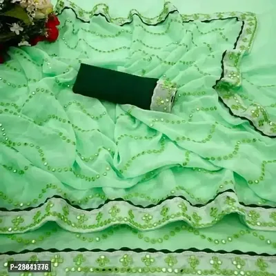 Elegant Green Rayon Embellished Saree With Blouse Piece-thumb0