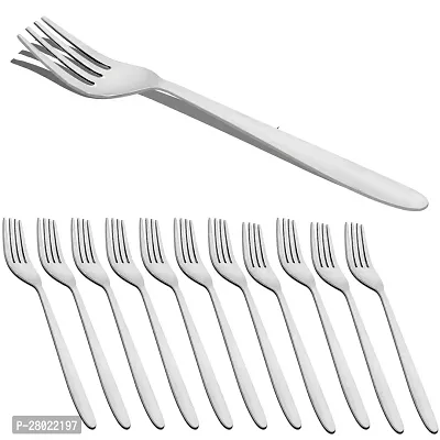 Stainless Steel Forks Set of 12 - Fork Set for Home and Kitchen, 12-Pieces Fruit Fork for Dining Table, Shiny and Sturdy Handle Fork 18.5 cm, Silver (Set of 12) TN-1-thumb0