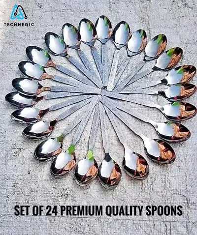 Stainless Steel Spoons, Set of 24, PCS, (16cm L), Combo offer contains 24 pc stainless steel spoons Spoons made from Food Grade High Quality Stainless Steel (Set of 24)