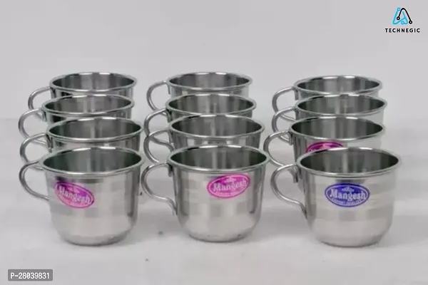 Stainless Steel Tea Steel Cup, Tea, Ideal for Serving Coffee and Tea Stainless Steel Finish Payali Set (Pack of 6, Silver) TN-3-thumb3