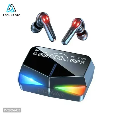 M28 Wireless Earbuds TWS Bluetooth 5.1 Earphones Touch Control 180H Playtime Headphones Microphone Mirror Screen LED Display HD Sound  Stable Connection Gaming Headset (Pack of 1) TN-1-thumb0