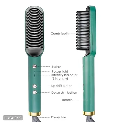 Hair Straightener Comb Brush for Women, Hair Styler Brush Hair Straightening Iron, Straightener Machine PTC Heating Electric Comb Hair Straightener with 5 Temperature (Medium)-thumb2