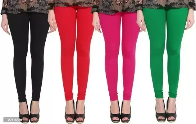 Fabulous Multicoloured Cotton Blend Solid Leggings For Women Pack Of 4-thumb0