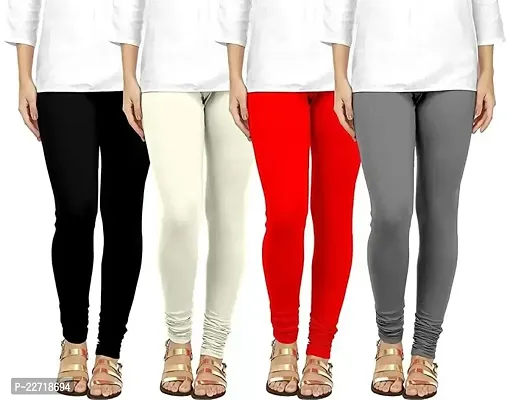 Fabulous Multicoloured Cotton Blend Solid Leggings For Women Pack Of 4-thumb0