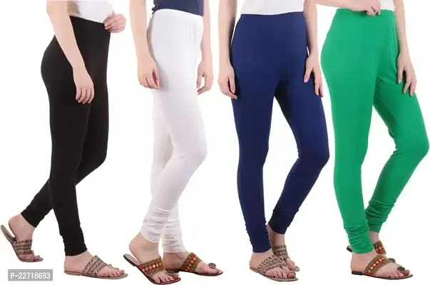 Fabulous Multicoloured Cotton Blend Solid Leggings For Women Pack Of 4