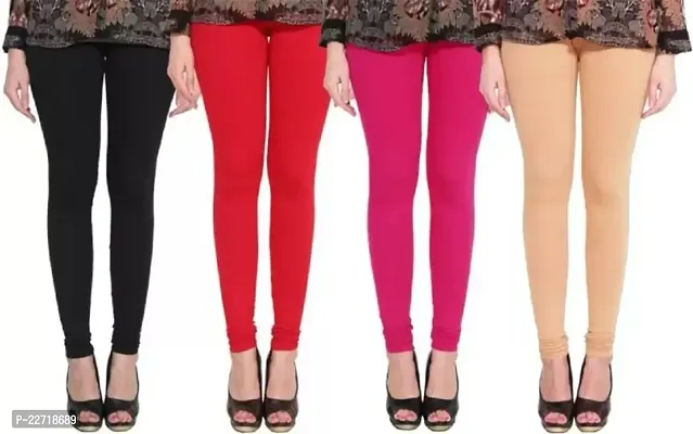 Fabulous Multicoloured Cotton Blend Solid Leggings For Women Pack Of 4