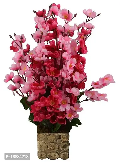 KAYKON Beautiful Artificial Flowers Orchid Flower Bunch with Designer Wooden Pot Flowers for Home Decoration - 16 Sticks (Pink and Red)-thumb2