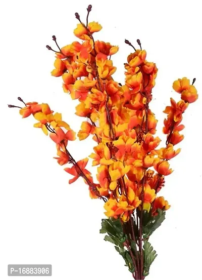 KAYKON Artificial Peach Blossom Flower Bunch for Home Decor Flower - 55 cm (Gold)