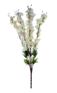 KAYKON Artificial Peach Blossom Flower Bunch Home Decor - Pack of 2 (White Red)-thumb2